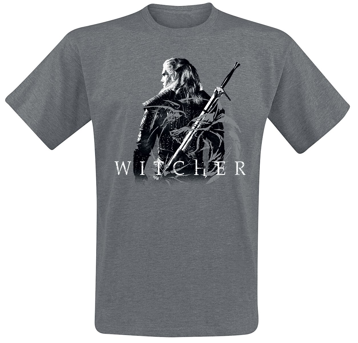 The Witcher Pose T-Shirt mottled dark grey