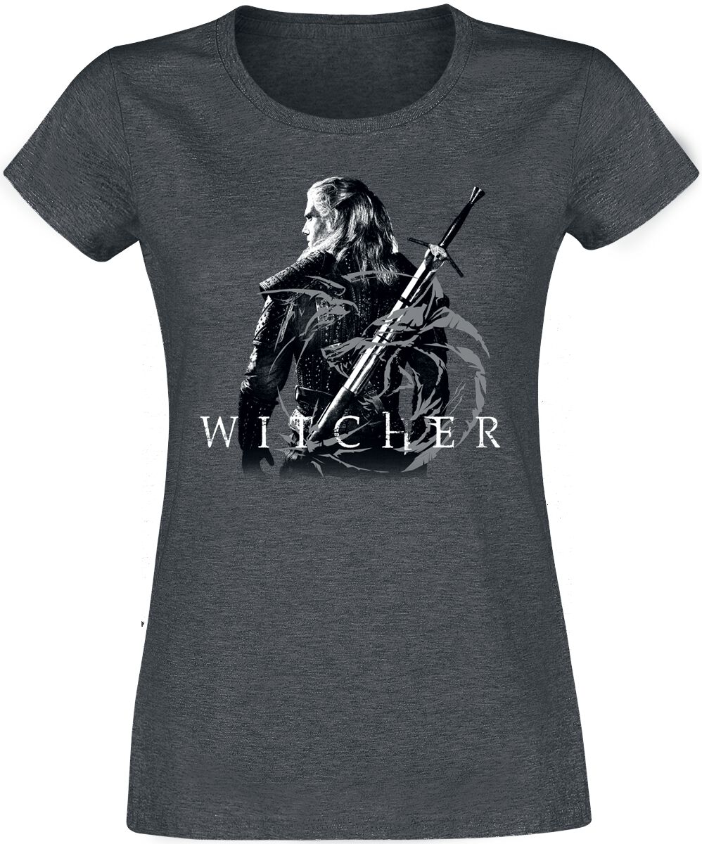 The Witcher Back Pose T-Shirt mottled dark grey