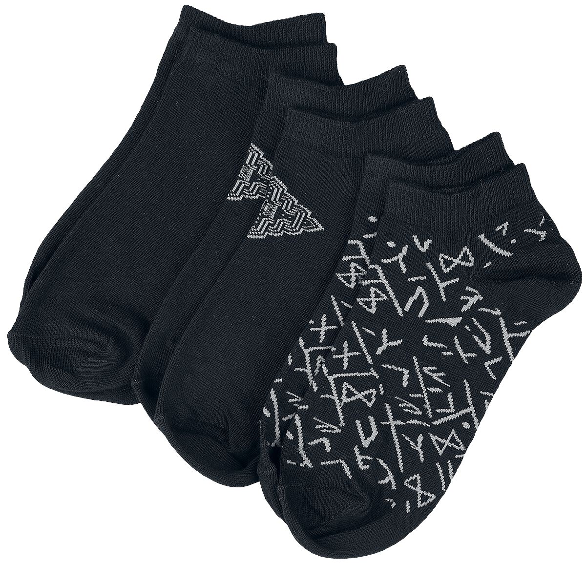 Chaussettes de Black Premium by EMP - Lot de 3 Paires de Chaussettes avec Runes - EU 35-38 - pour Un