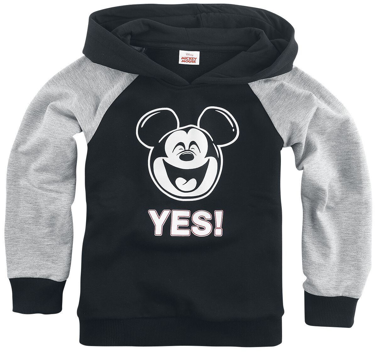 Levně Mickey & Minnie Mouse Kids - Yes! detská mikina s kapucí skvrnitá černá / šedá