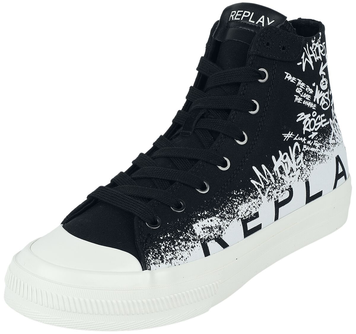 Replay Footwear SNAP - SNAP GRAFFITI HIGHT Sneakers High black white