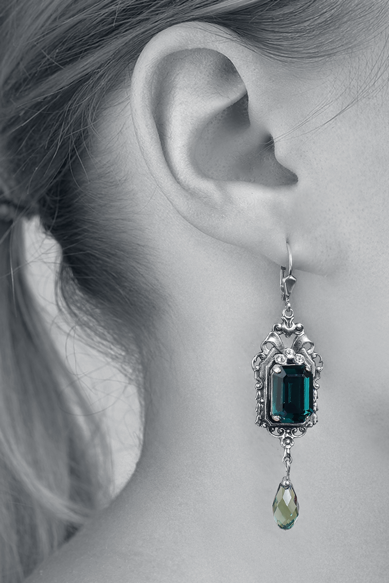 Krikor Emerald Grün Ohrring silberfarben
