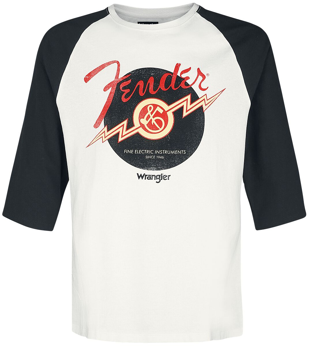 Image of Wrangler Fender Baseball Tee - Faded Black Baseball-Longsleeve schwarz/weiß