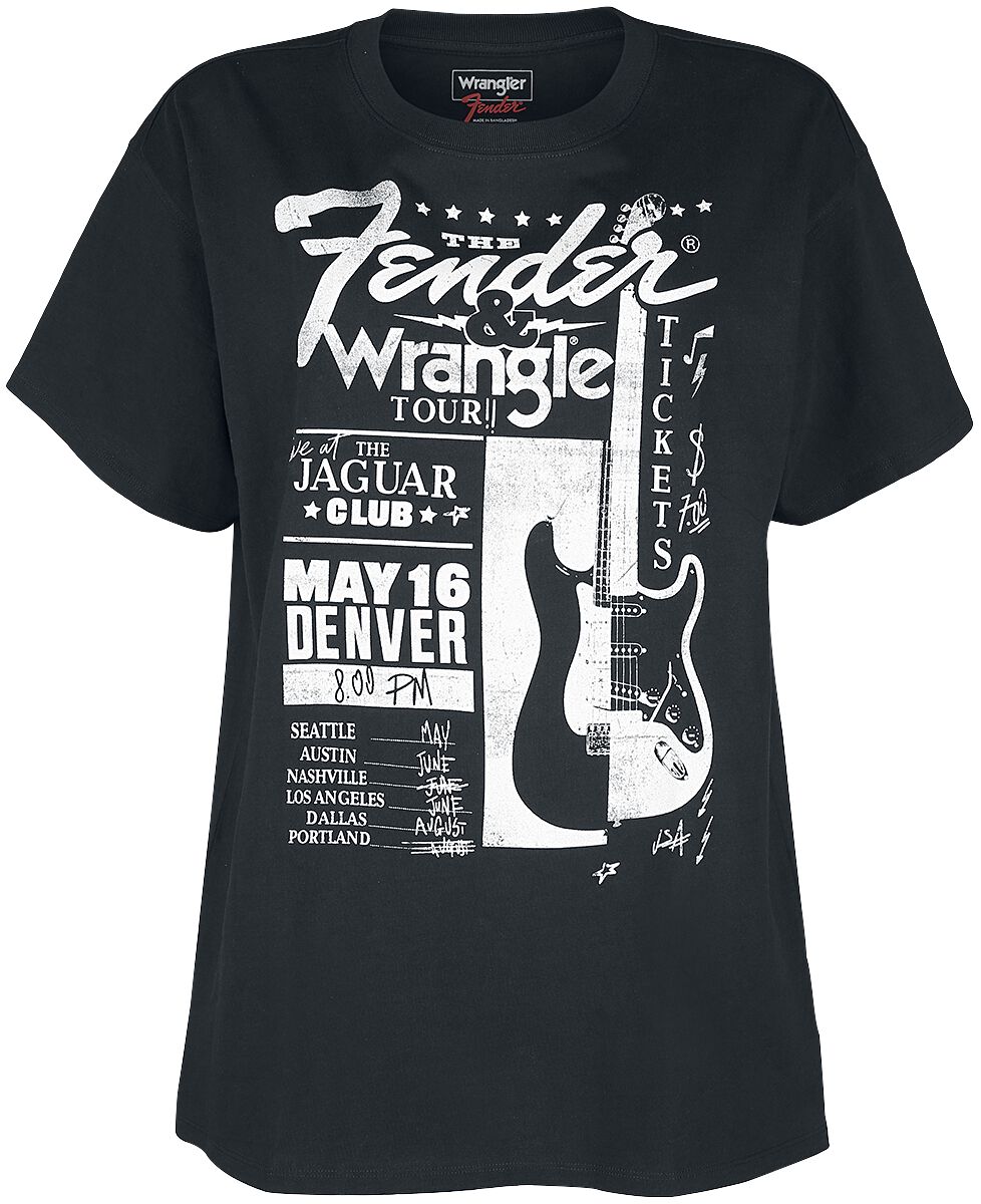 Image of Wrangler Fender Oversized Long Tee - Faded Black Girl-Shirt schwarz