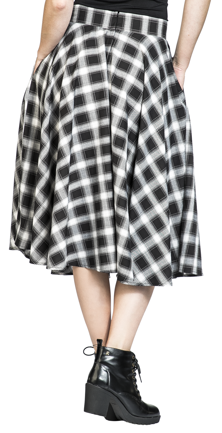 Banned Retro Sail Check Flare Skirt Mittellanger Rock multicolor