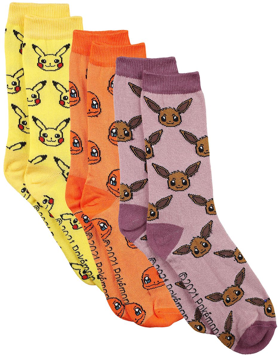 Image of Calzini Gaming di Pokémon - Pikachu Charmander Eevee socks - EU39-42 a EU 43-46 - Unisex - multicolore