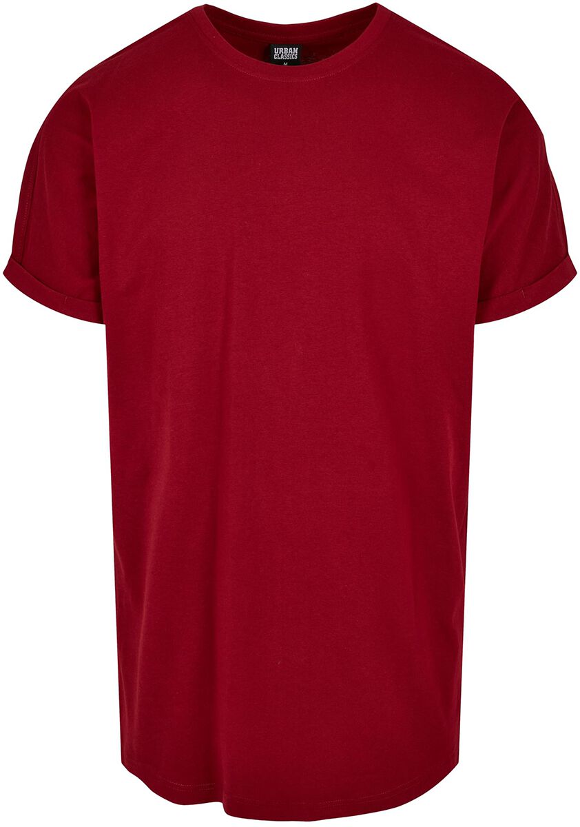 Levně Urban Classics Dlouhé tričko se zahnutými manžety Tričko červená