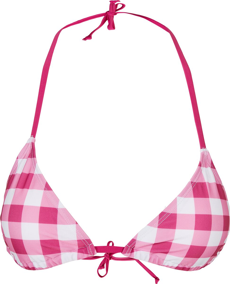 Urban Classics Ladies Check Bikini Bikini Set pink weiß  - Onlineshop EMP
