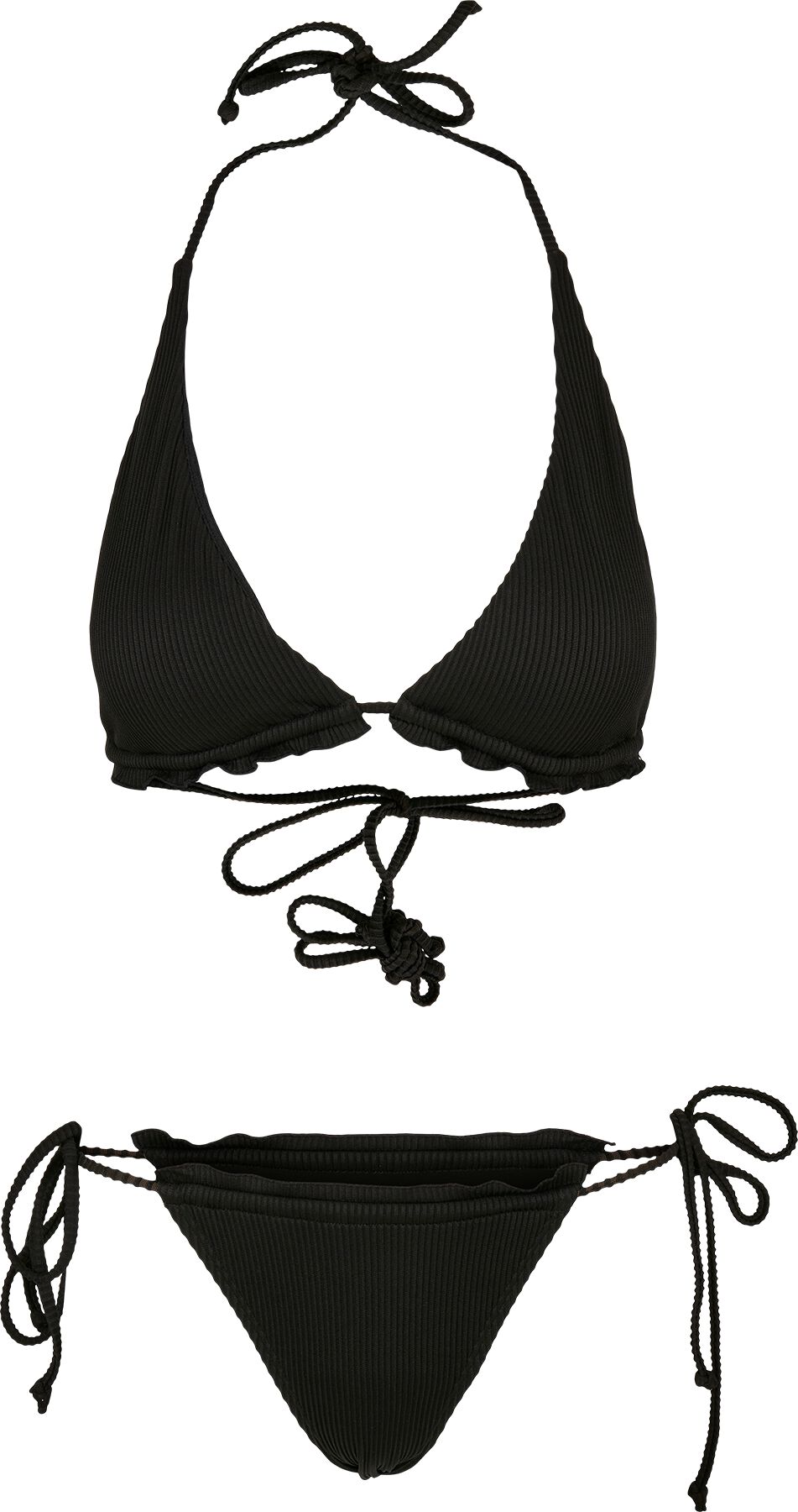 Urban Classics Ladies Rib Babylock Triangle Bikini Bikini Set schwarz  - Onlineshop EMP