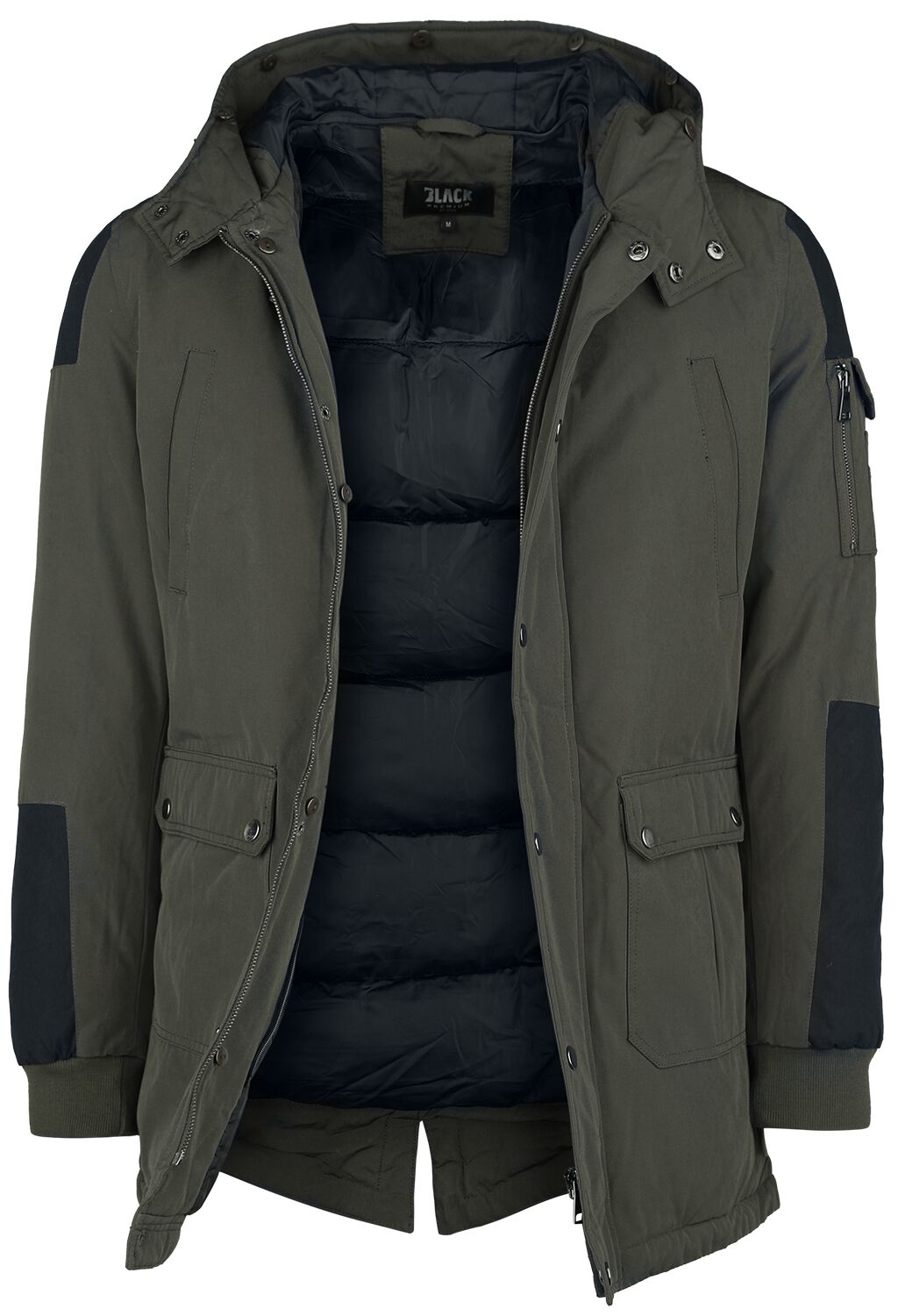 Levně Black Premium by EMP Ležérní, zimná bunda s kožešinovým límcem Zimní bunda olivová