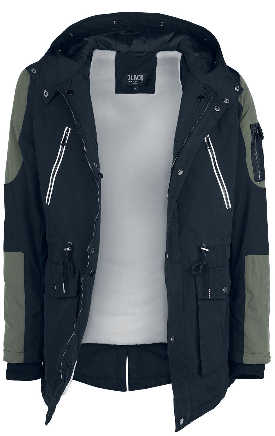 Levně Black Premium by EMP Ležérní, zimná bunda s kožešinovým límcem Zimní bunda cerná/olivová