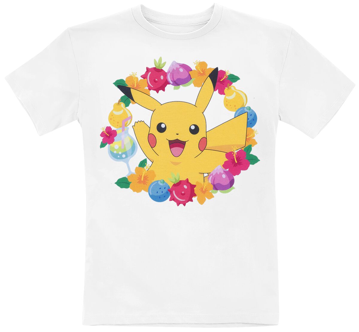 T-shirt Gaming de Pokémon - Enfants - Pikachu - Baies - 128 à 164 - pour filles & garçonse - blanc