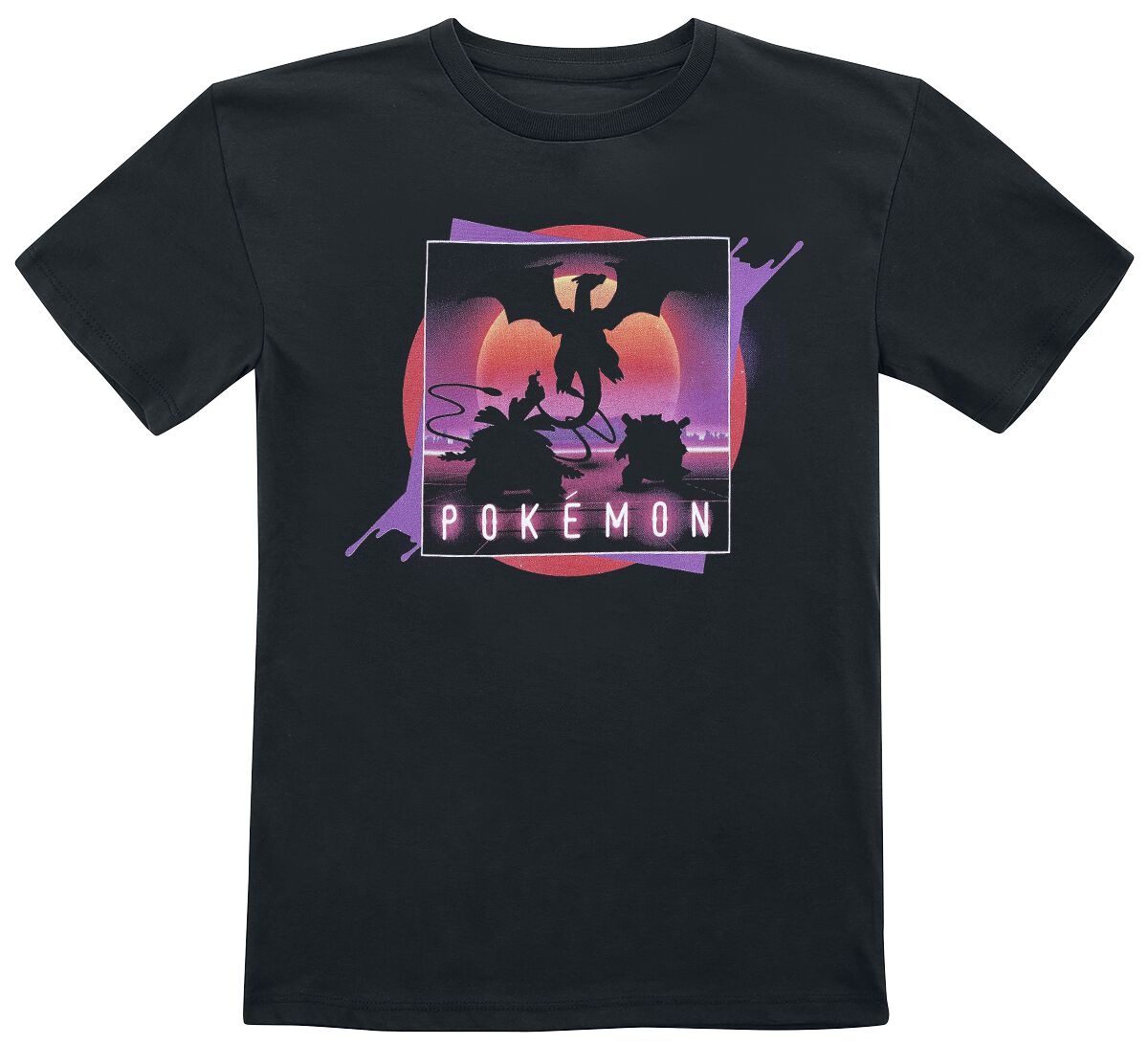 T-Shirt Manches courtes Gaming de Pokémon - Enfants - Néon - 104 à 152 - pour Unisexe - noir