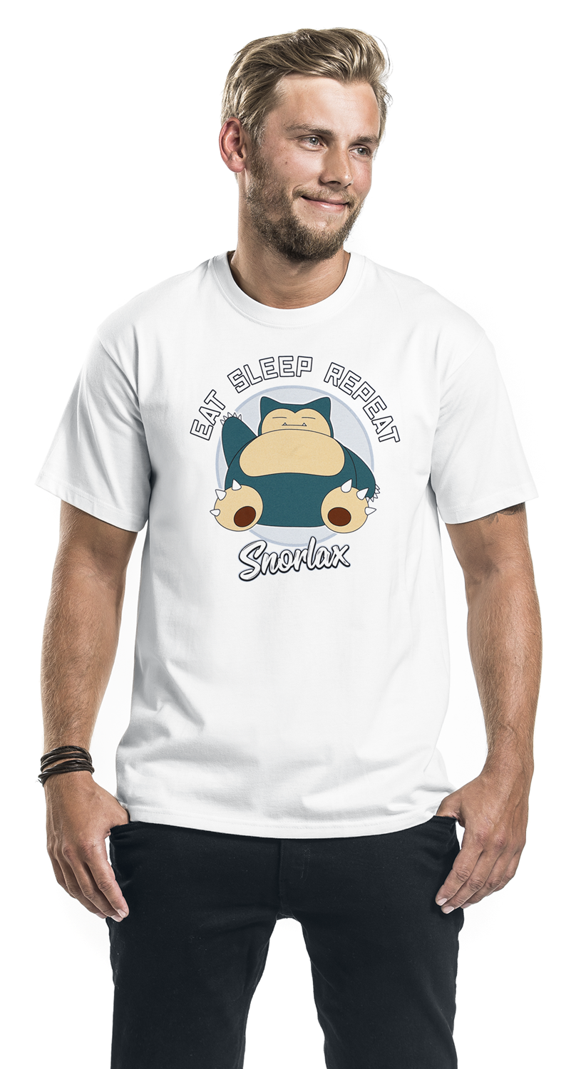 Pokémon Snorlax - Eat sleep Repeat T-Shirt weiß - 26.10% Rabatt