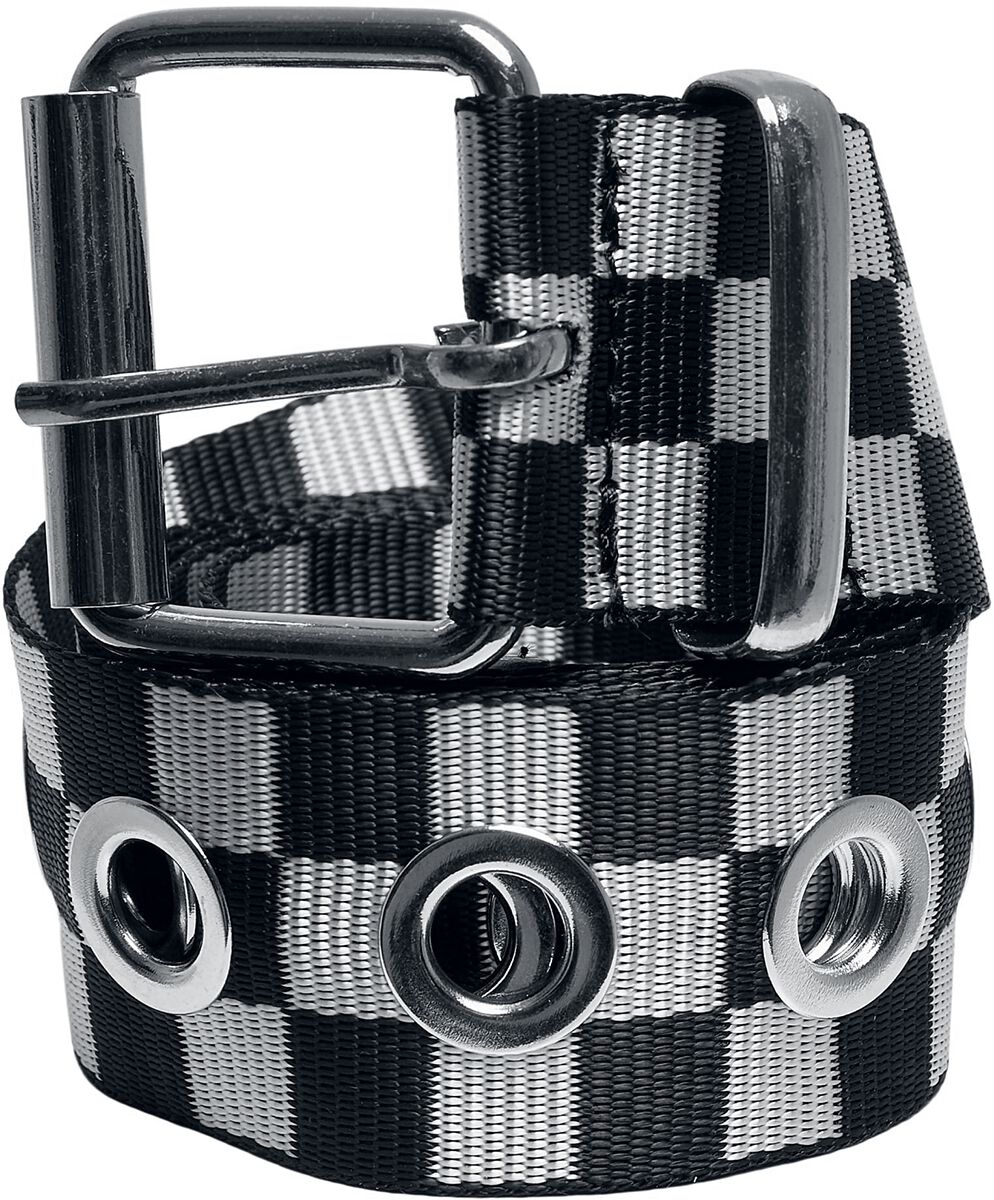 Urban Classics Checkered Belt With Eyelets Belt black white