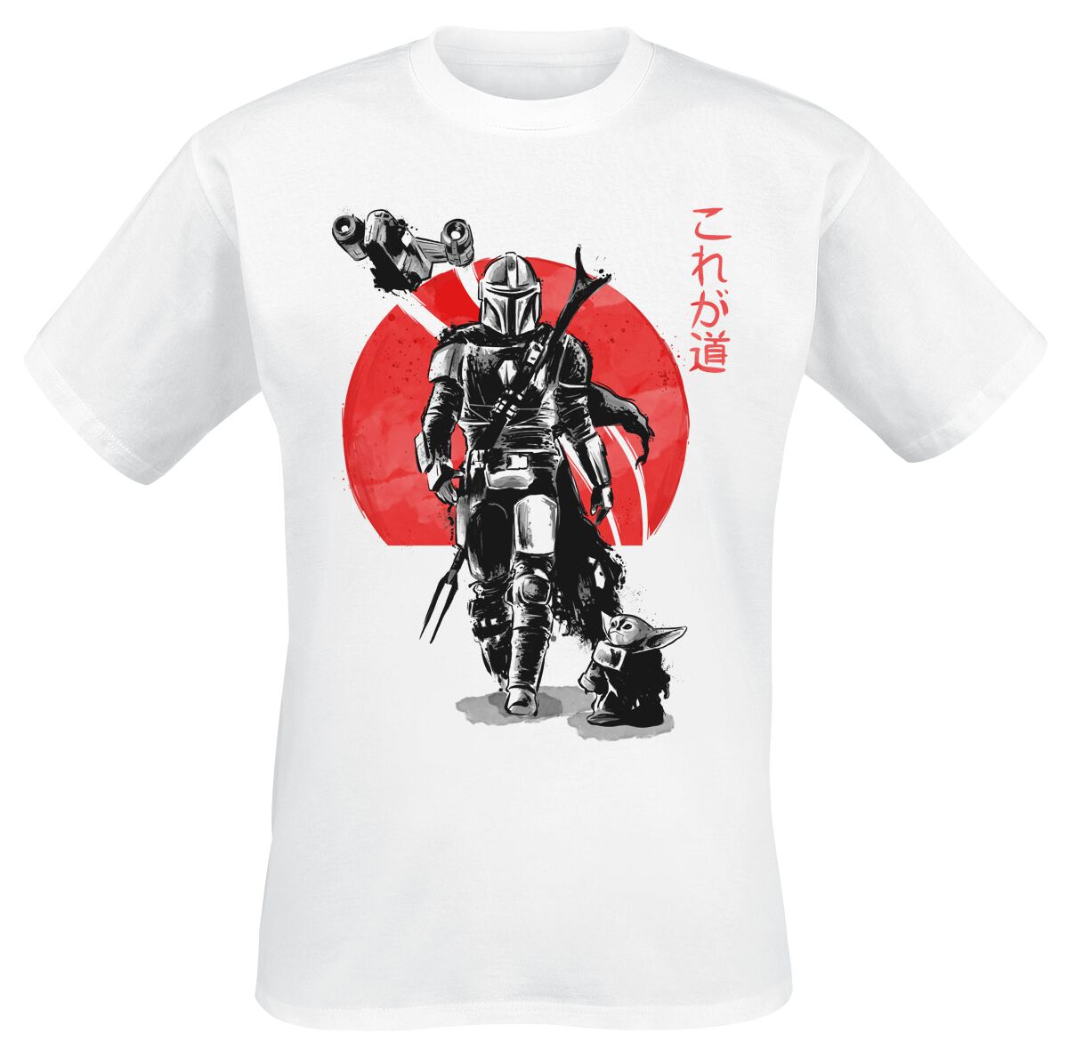 Star Wars T-Shirt - The Mandalorian - Ink - S bis XXL - für Männer - Größe M - weiß  - Lizenzierter Fanartikel