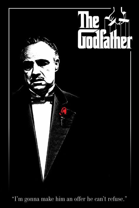 The Godfather Red Rose Poster black white red