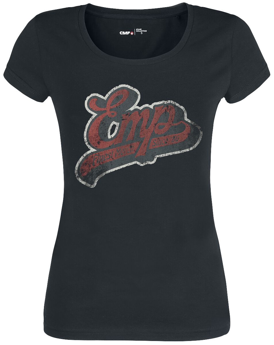 Image of T-Shirt di EMP Stage Collection - T-shirt with vintage EMP logo - S a XXL - Donna - nero