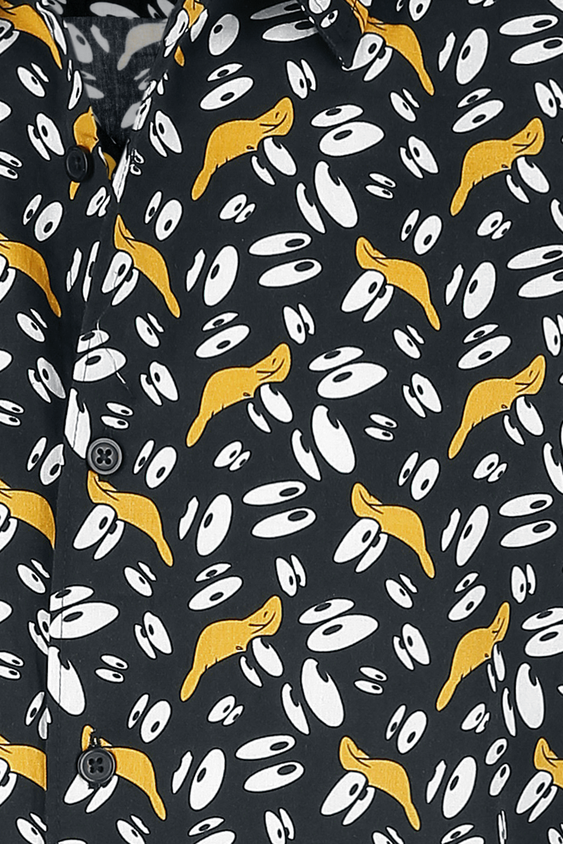 Looney Tunes Daffy Duck - Allover Kurzarmhemd schwarz