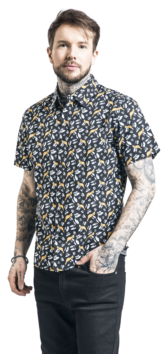 Looney Tunes Daffy Duck - Allover Kurzarmhemd schwarz
