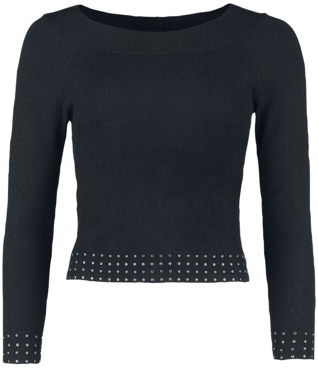 Black Premium by EMP Pullover mit flachen Nieten Strickpullover schwarz in S