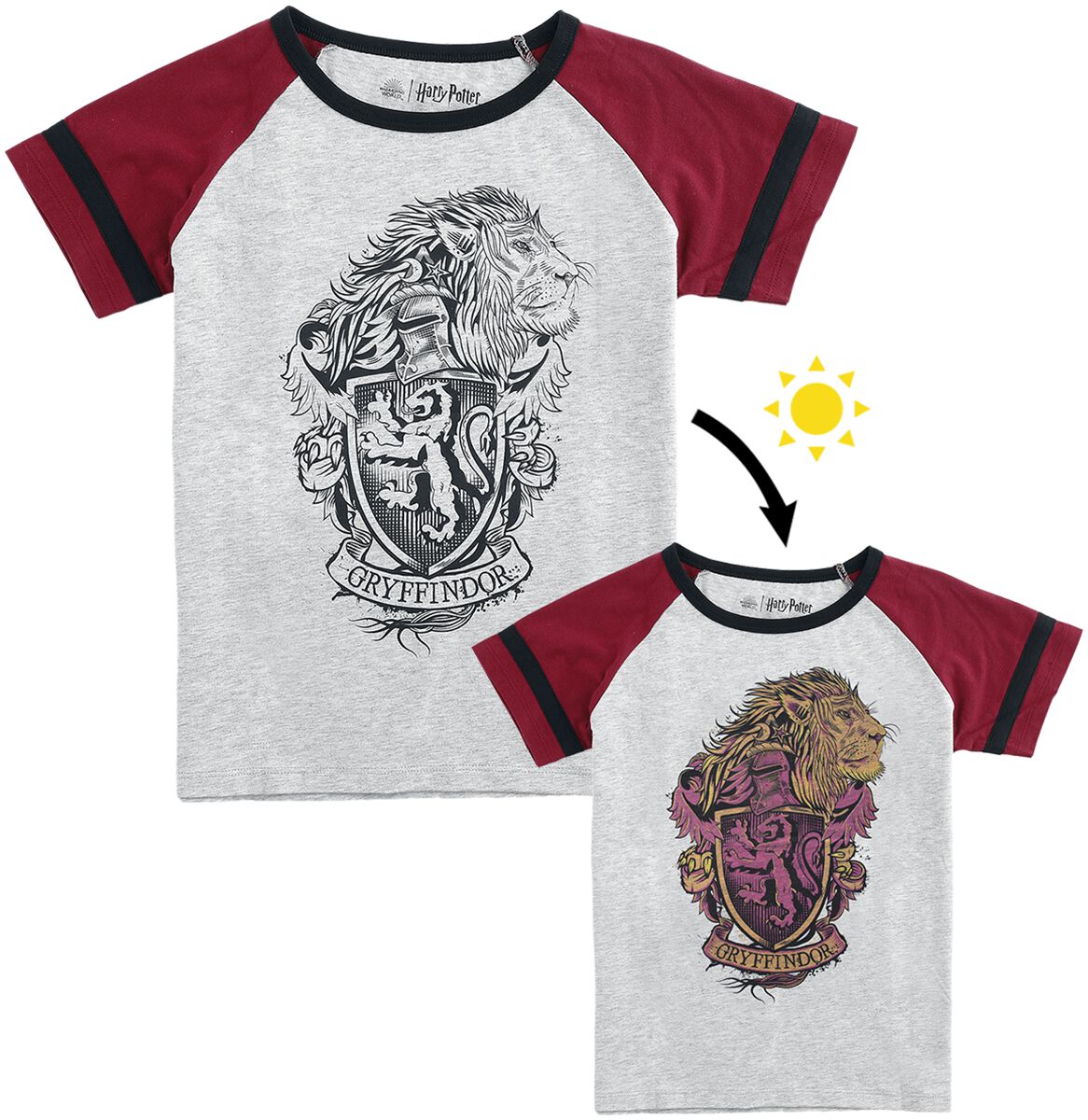 T-shirt de Harry Potter - Gryffondor - 110/116 à 158/164 - pour filles & garçonse - rouge