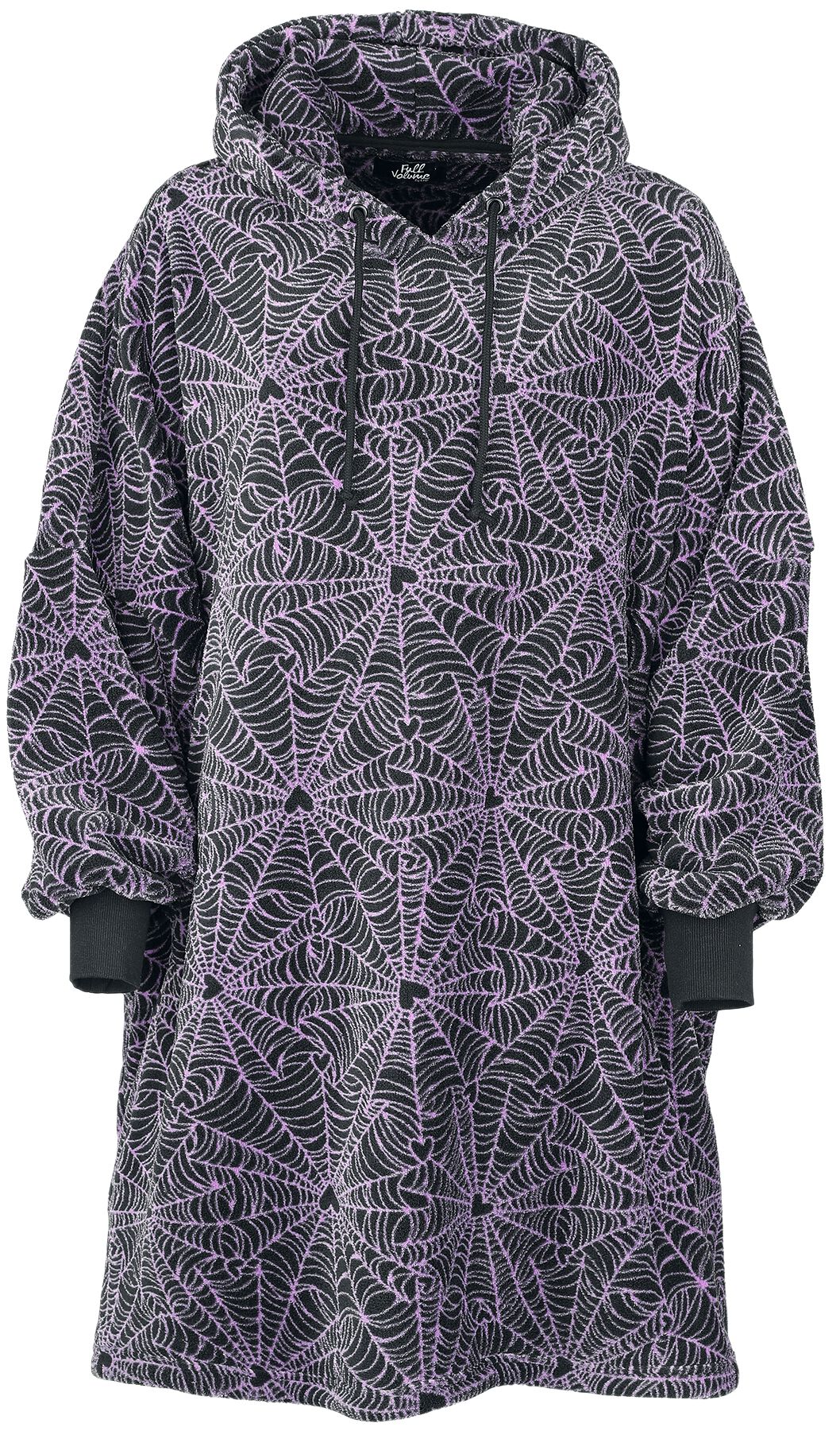 Full Volume by EMP Fleecy hoodie with spider-web print Hooded sweater black pink