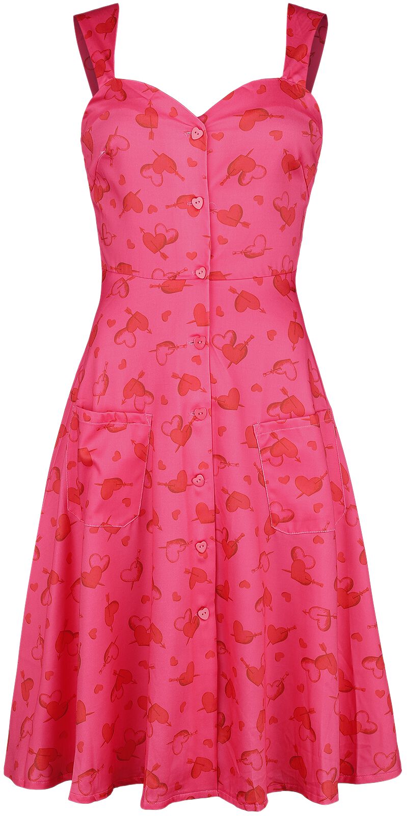 Voodoo Vixen Cupid Heart Button Front Dress Medium-length dress pink