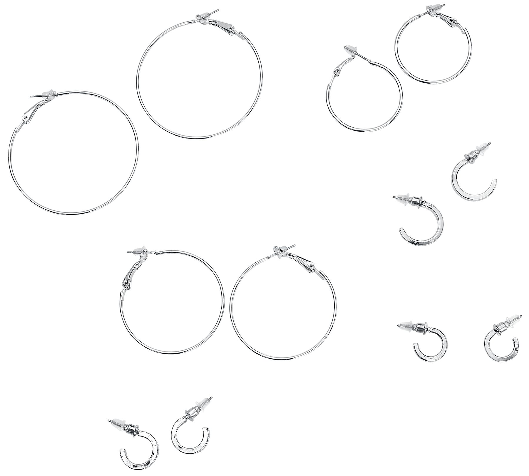 Urban Classics Basic Hoop Earrings 6-Pack Earring silver coloured
