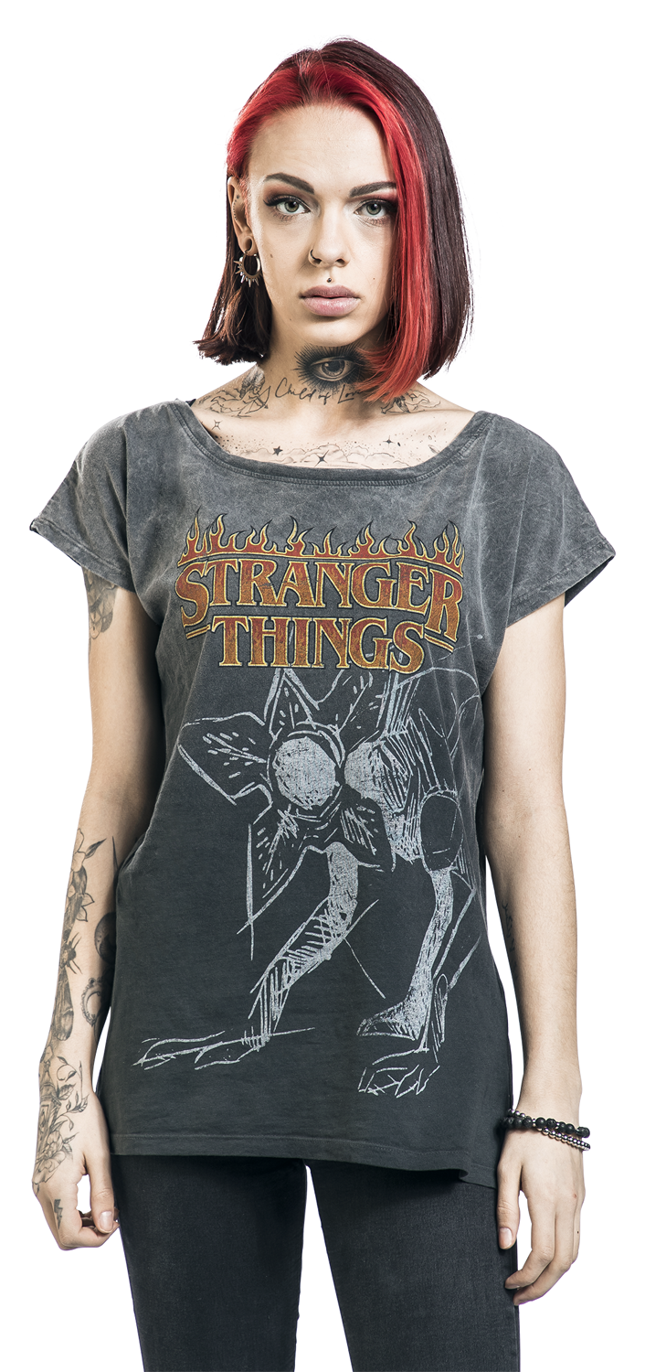 Stranger Things Fire Logo T-Shirt grau - 20.01% Rabatt