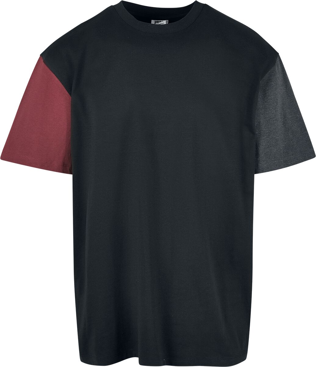 Urban Classics T-Shirt - Organic Oversized Colorblock Tee - S bis 5XL - für Männer - Größe L - schwarz