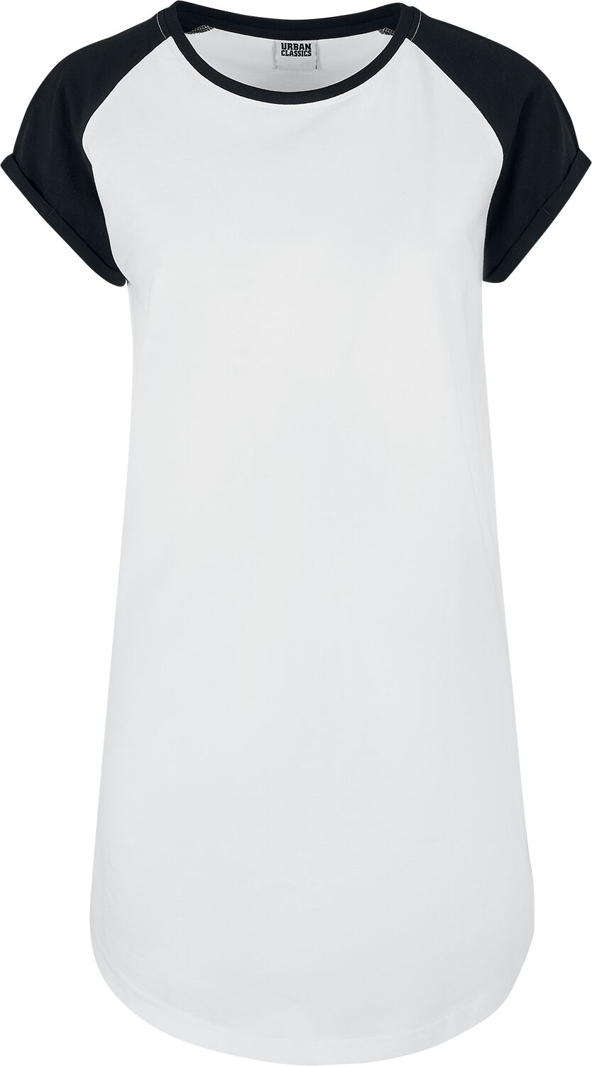 Robe courte de Urban Classics - Ladies Contrast Raglan Tee Dress - XS à 4XL - pour Femme - blanc/noi