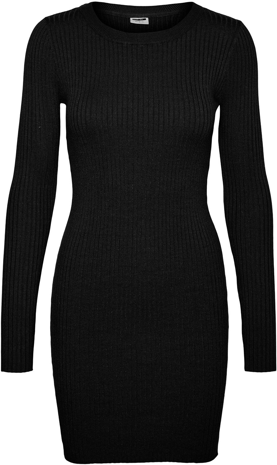 Noisy May Ship O-Neck Rib Knit Dress Medium-length dress black