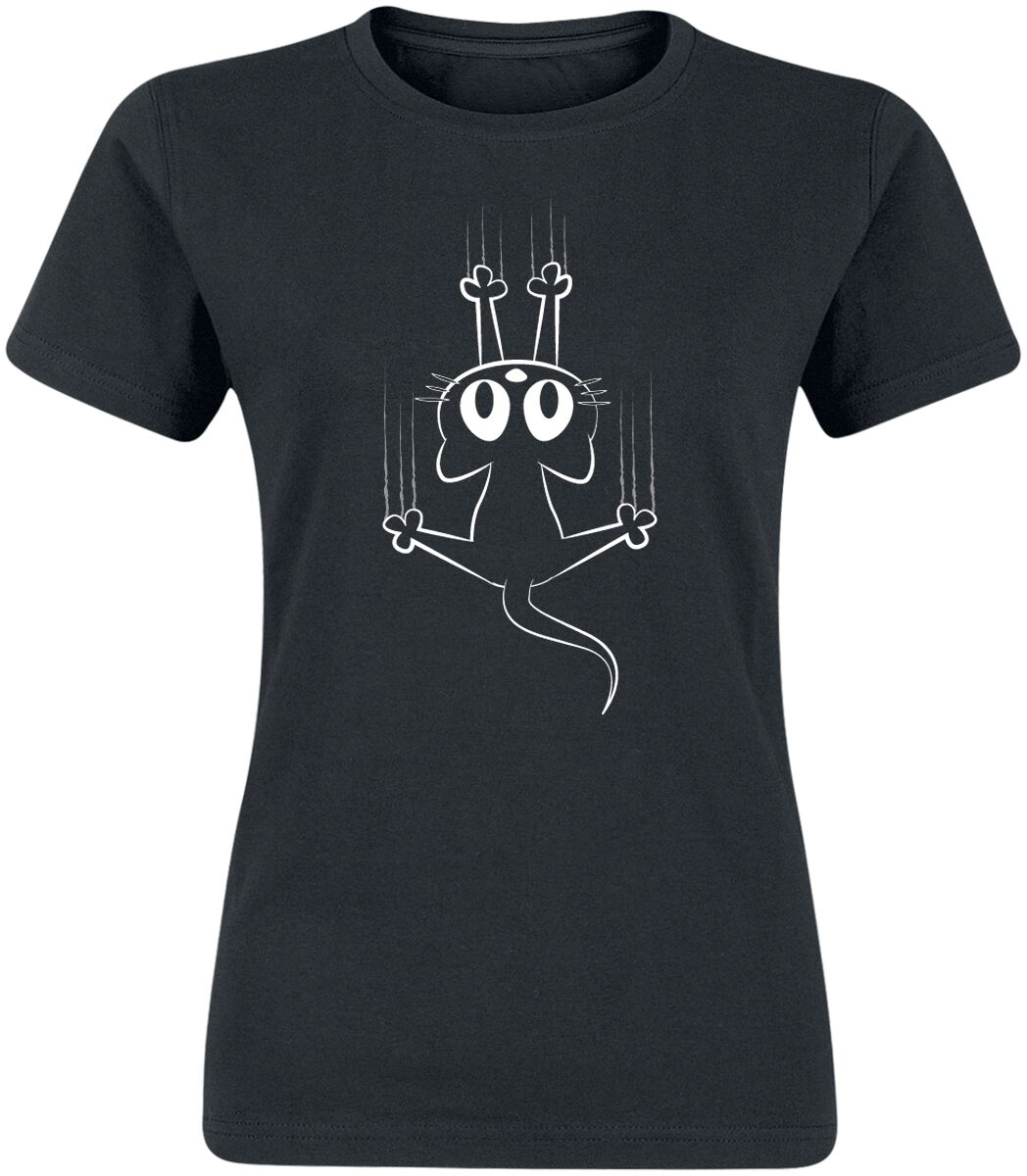 Image of T-Shirt Magliette Divertenti di Animaletti - Slipping Cat - M a XL - Donna - nero