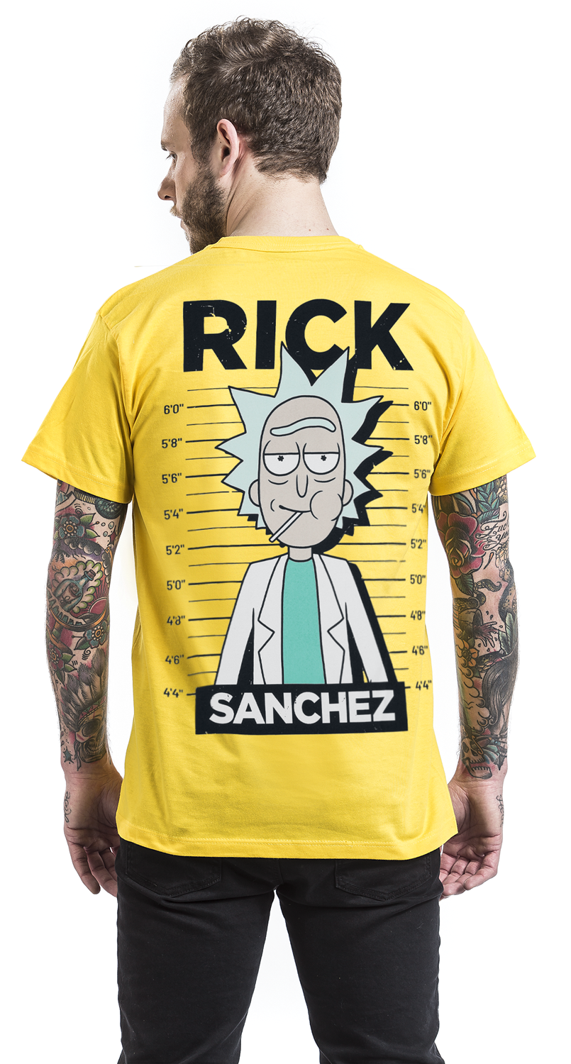 Rick And Morty Rick Mugshot T-Shirt gelb - 28.01% Rabatt