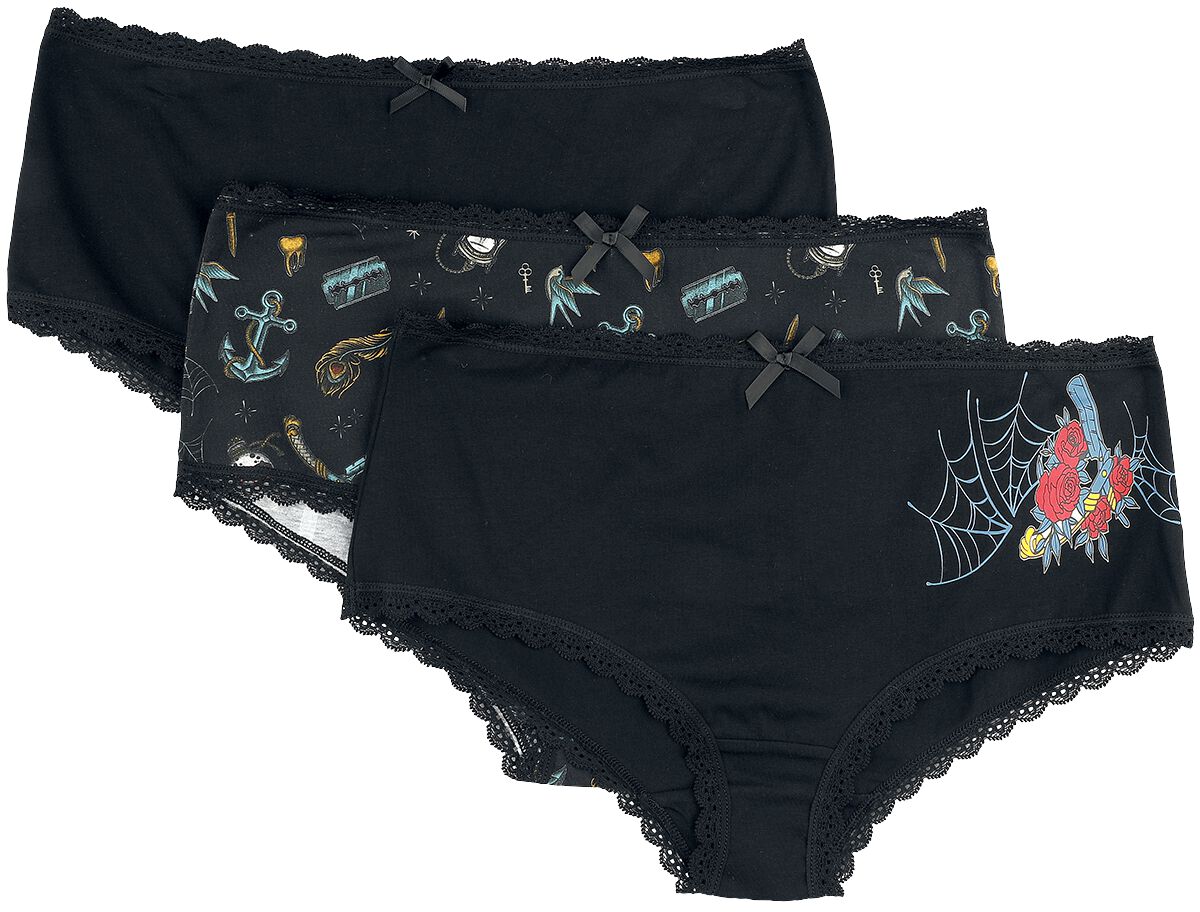 Wäsche-Set für Damen  schwarz Panty-Set mit verschiedenen Mustern von RED by EMP