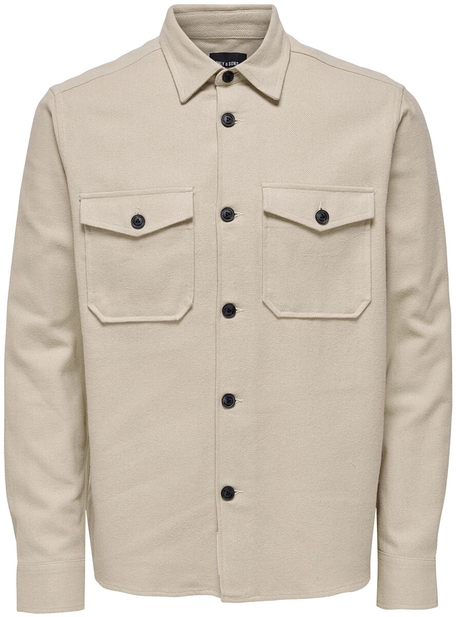ONLY and SONS ONSMILO LS solid overshirt Longsleeve beige