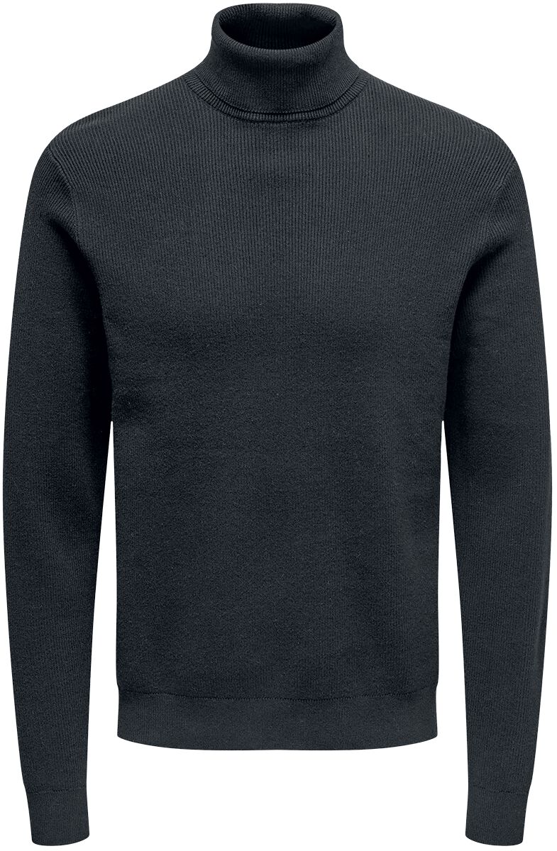 ONLY and SONS ONSPHIL reg 12 struc knitted roll neck Sweatshirt black