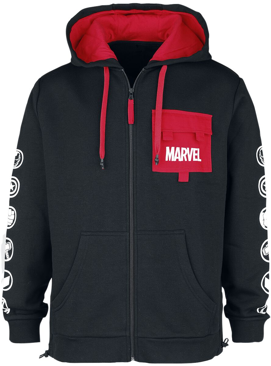 Marvel Logos Hooded zip black