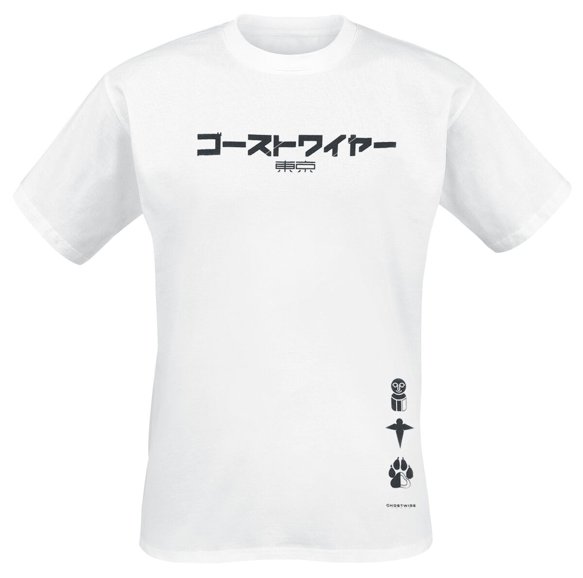 Ghostwire Tokyo Black Kanji Symbols T-Shirt white