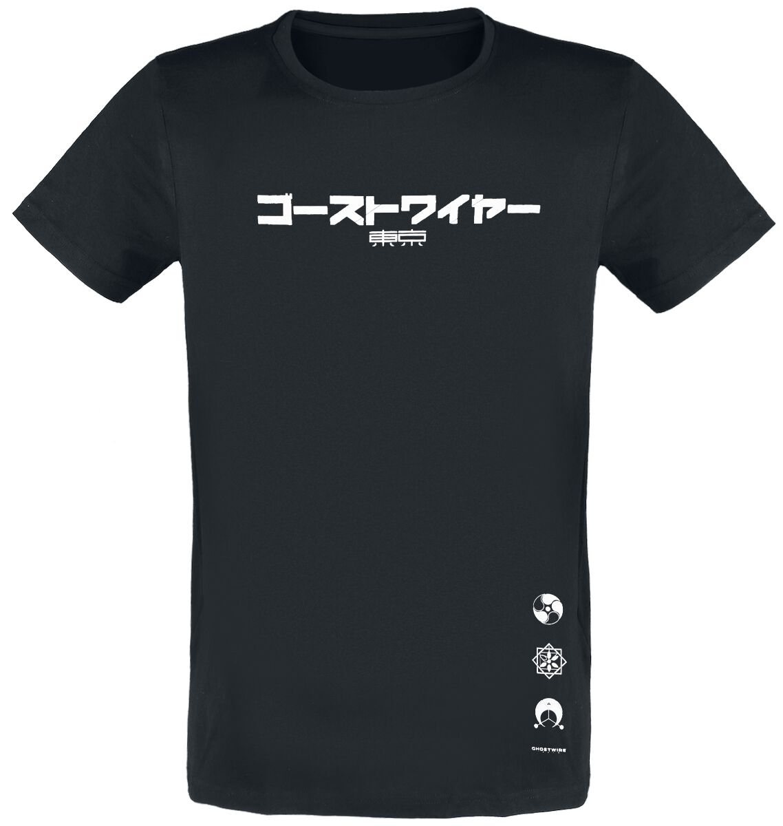 Ghostwire Tokyo White Kanji Symbols T-Shirt black