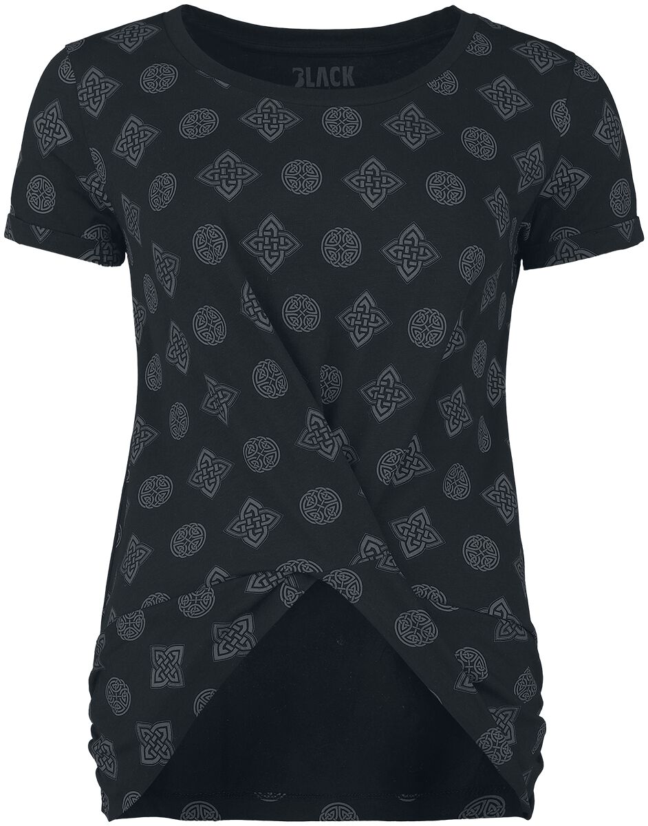 Image of T-Shirt di Black Premium by EMP - T-shirt with knot detail and Celtic motifs - XS a XL - Donna - nero
