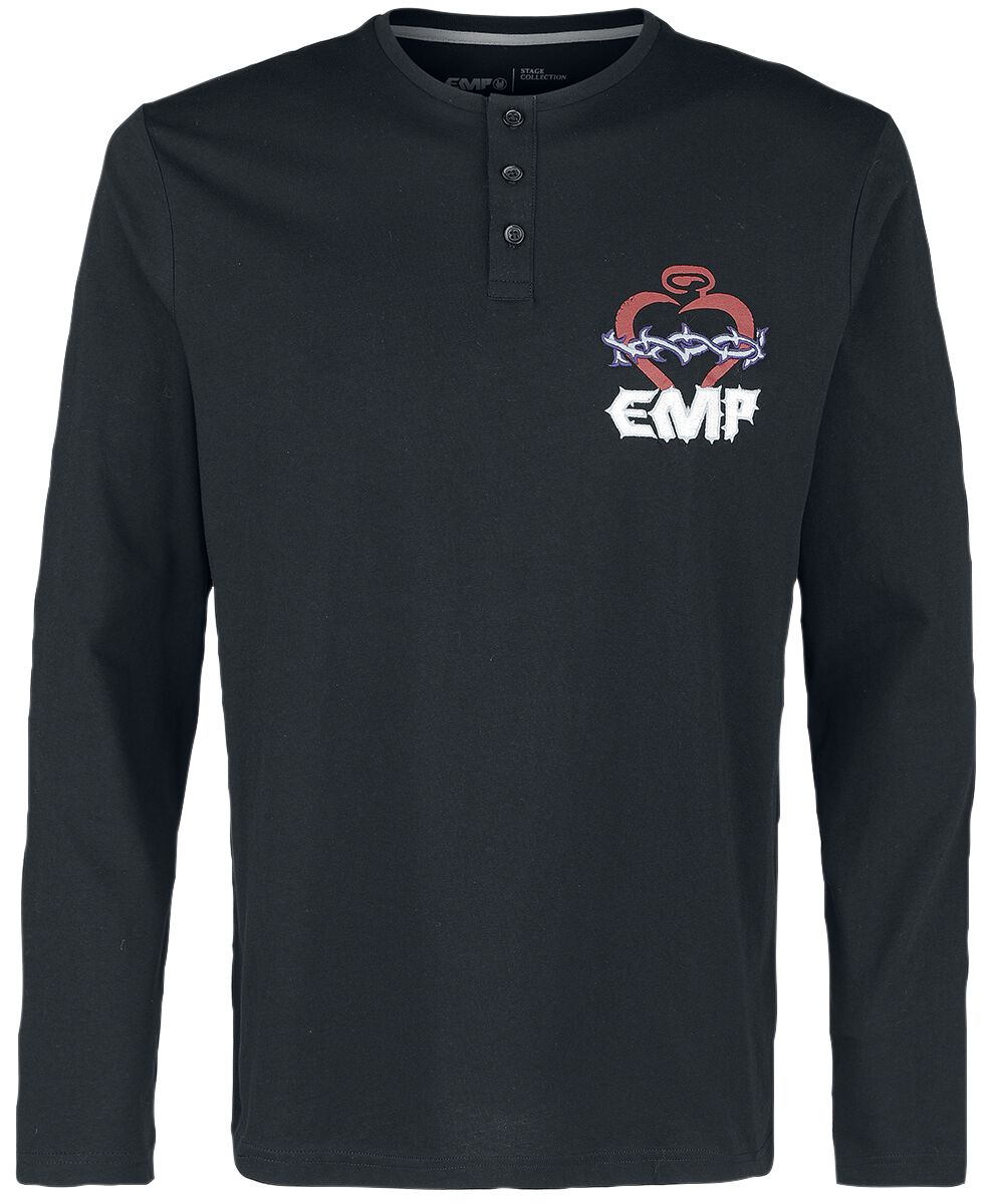 Image of Maglia Maniche Lunghe di EMP Stage Collection - Long-sleeved top with EMP print - S a XL - Uomo - nero