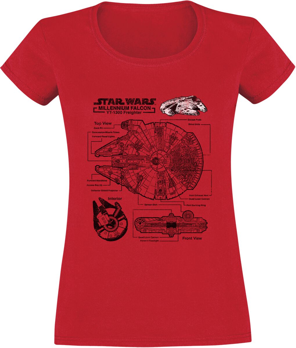 Star Wars Falcon T-Shirt rot