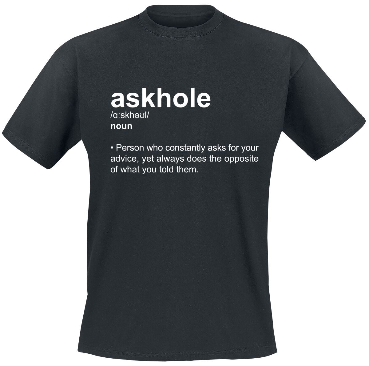 Sprüche T-Shirt - Definition Askhole - M bis 5XL - für Männer - Größe M - schwarz