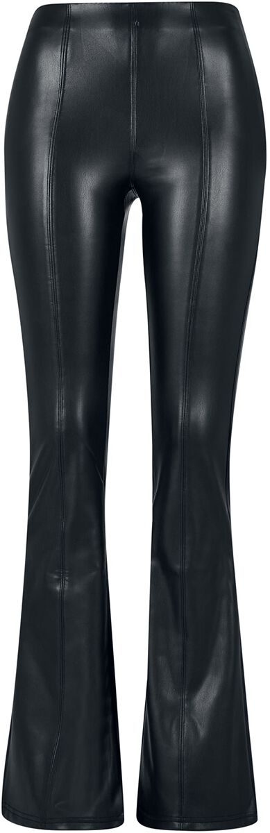 Urban Classics Ladies’ faux-leather flared trousers Imitation Leather Trousers black