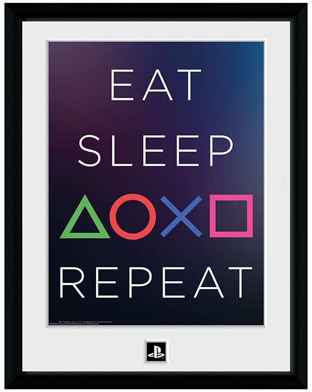 Playstation Eat Sleep Repeat Framed Image multicolour
