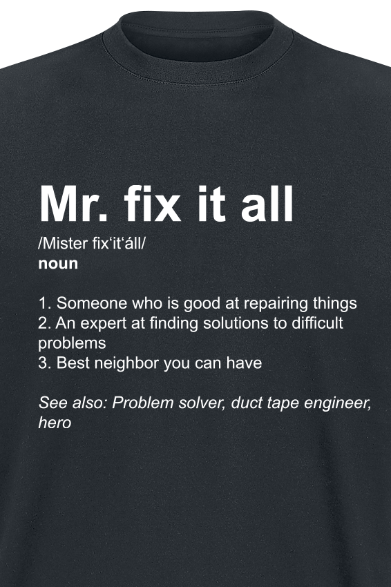 Sprüche T-Shirt - Definition Mr. Fix It All - M bis 3XL - für Männer - Größe L - schwarz