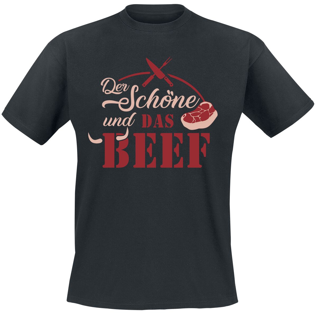 Food T-Shirt - Der Schöne und das Beef - L bis 5XL - für Männer - Größe 3XL - schwarz