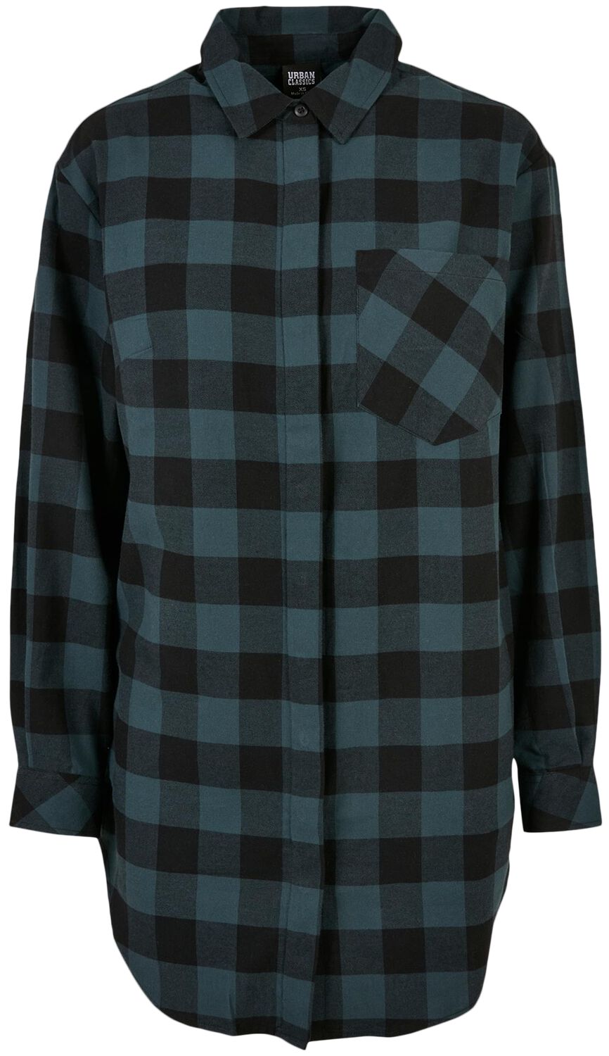 Urban Classics Ladies’ oversized chequered flannel shirt dress Medium-length dress black